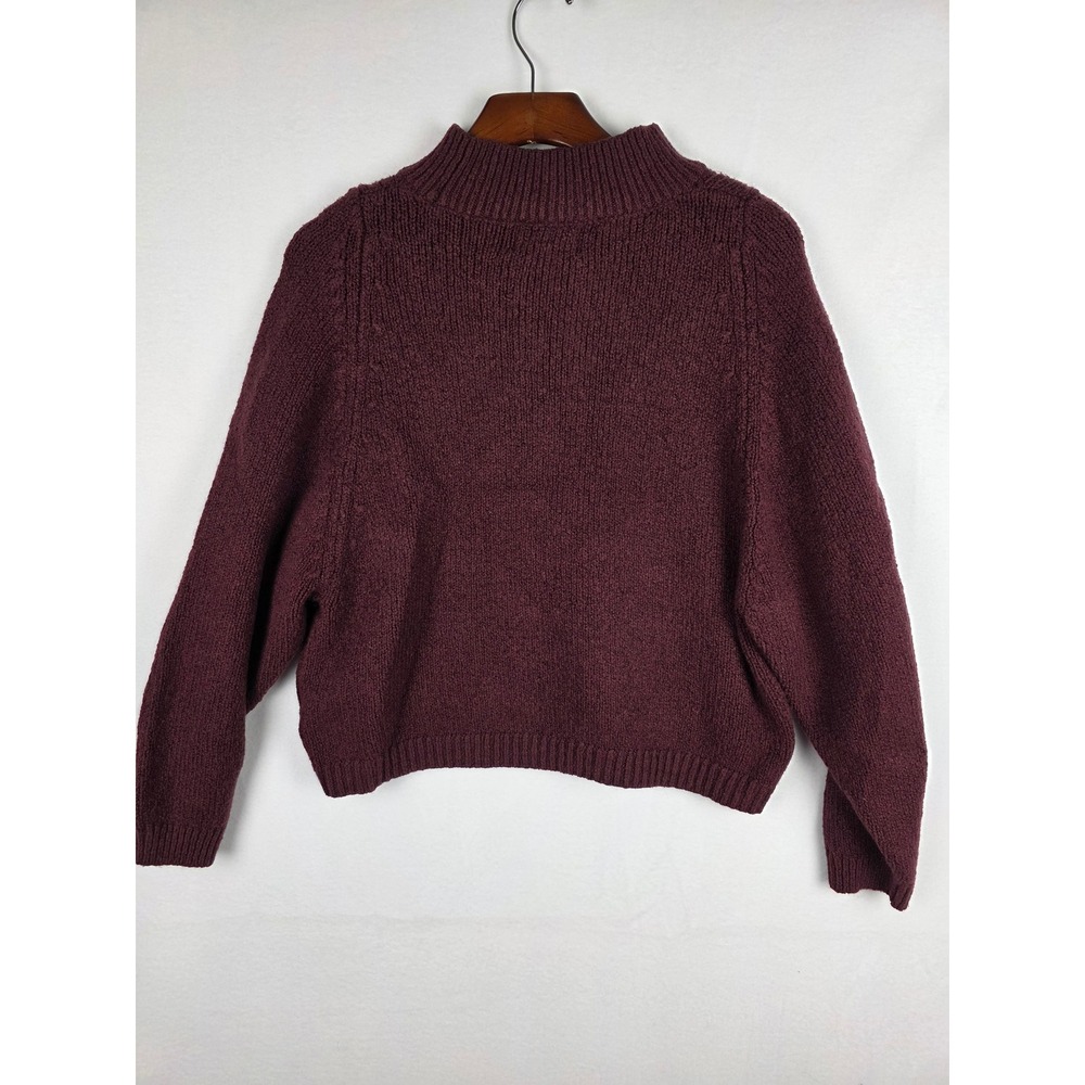 Old Navy Womens Go-Recycled Mock Neck Sweater Burgundy Maroon Knit Pullover M - Picture 6 of 7